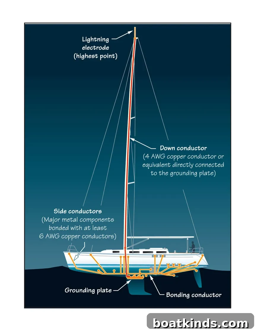 How to Protect Your Home From Lightning Damage 3 Lightning protection conductor running down mast