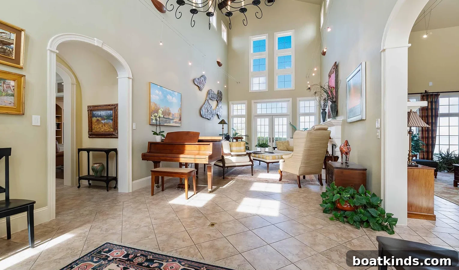 Front courtyard and entrance fountain at coastal property