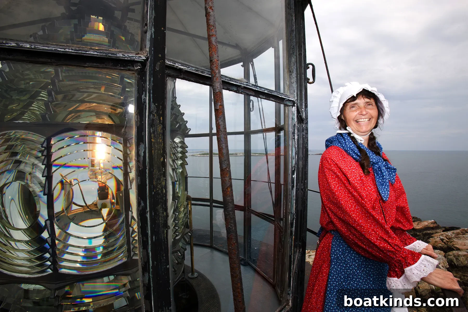 Sally Snowman near Boston Light