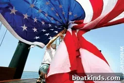 Stars and Stripes: The History of the American Flag 2 First mate Mindy Doroski untangling the flag aboard the tall ship Unicorn