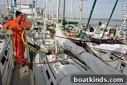 Yachts secured on the carrier deck