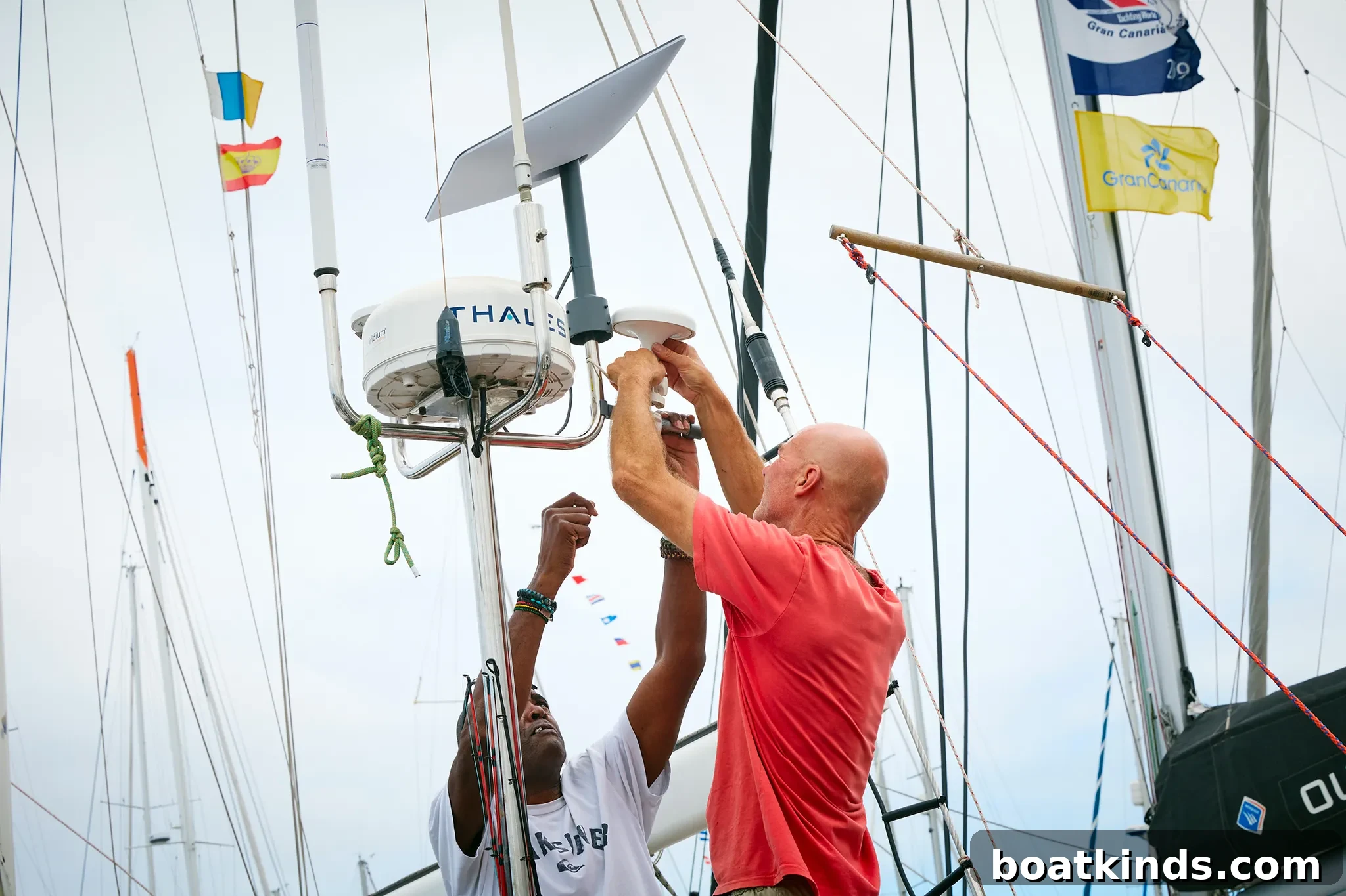 Sailor checking navigation instruments