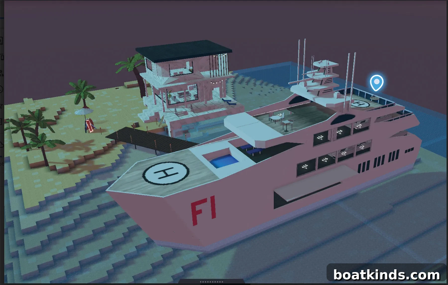 Virtual yacht interior render