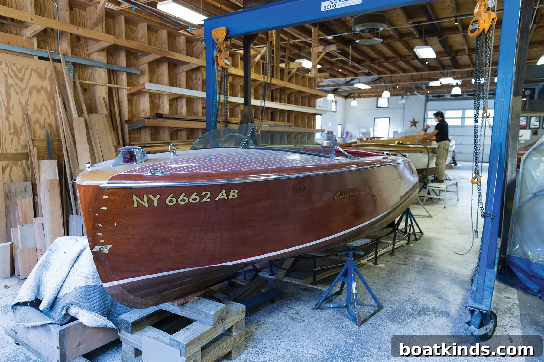 Detail of antique launch restoration