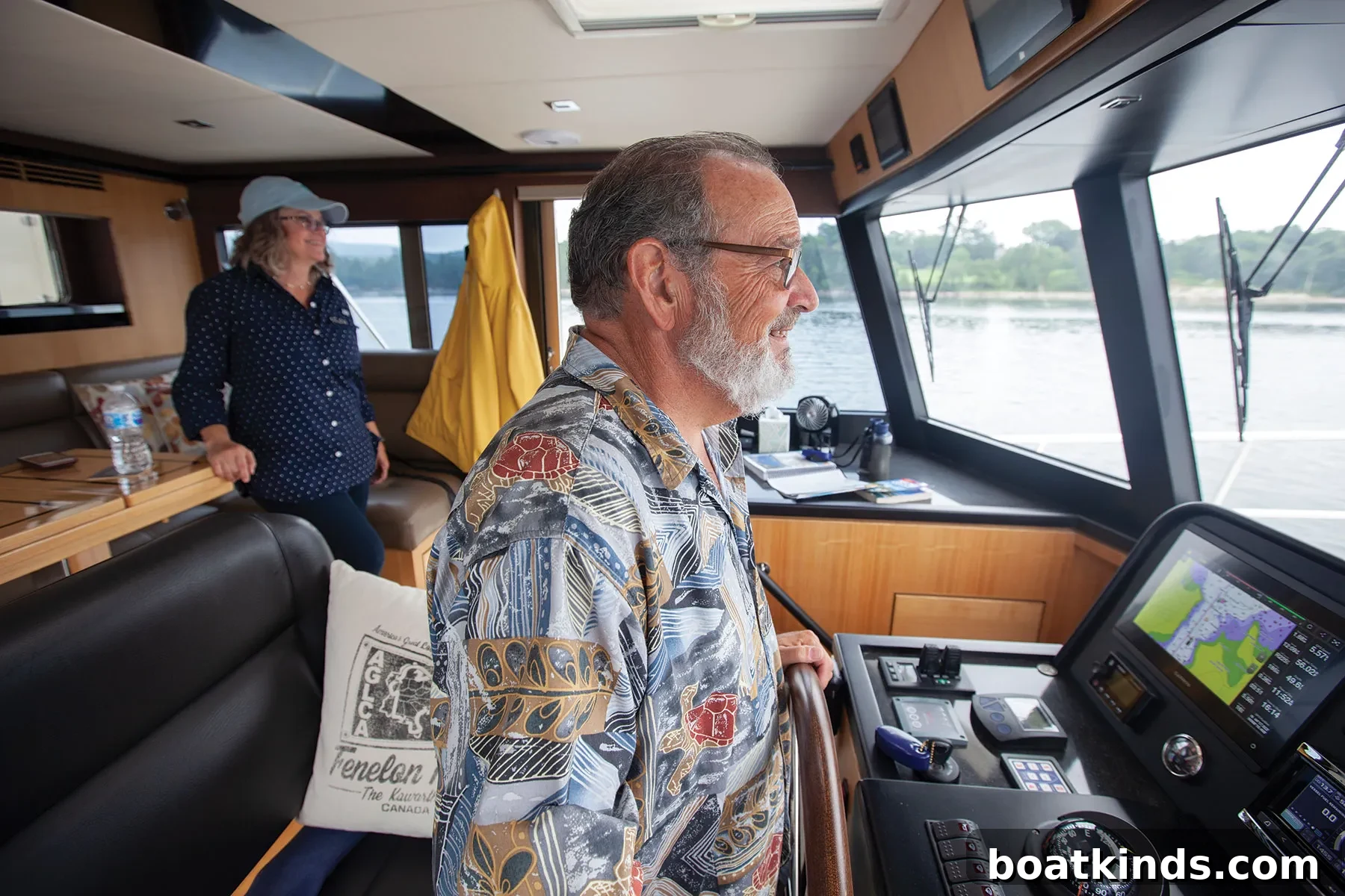 North Pacific 49 Euro Pilothouse salon and galley
