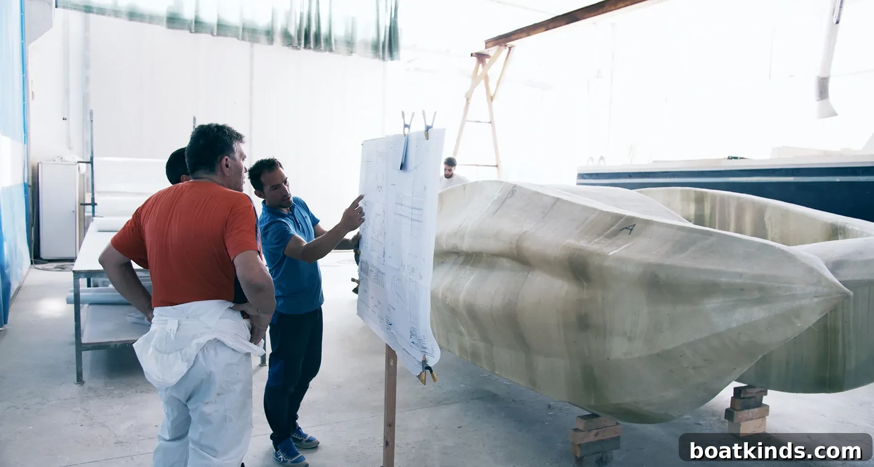 3D printing robots assembling boat sections