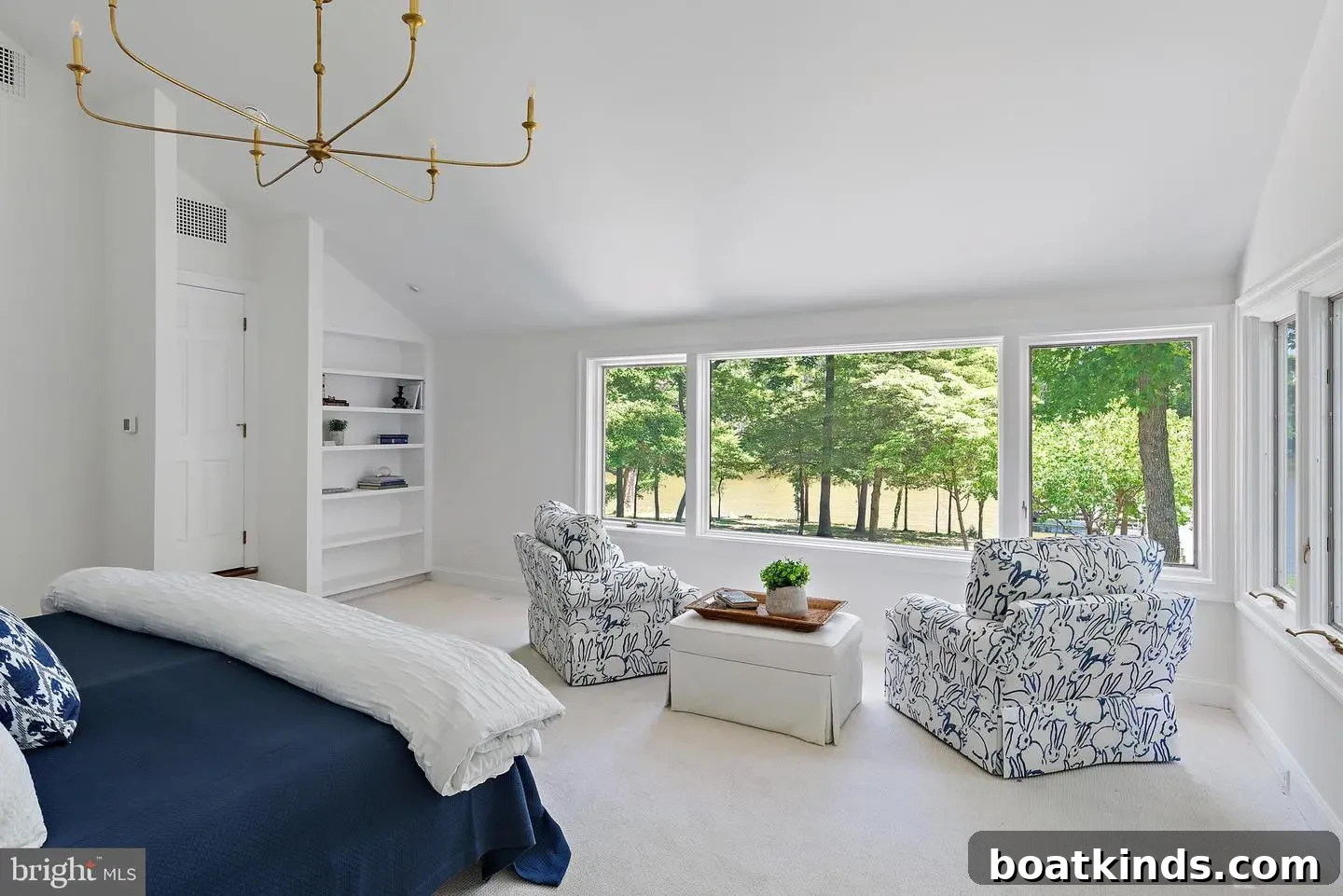 Aerial of waterfront property