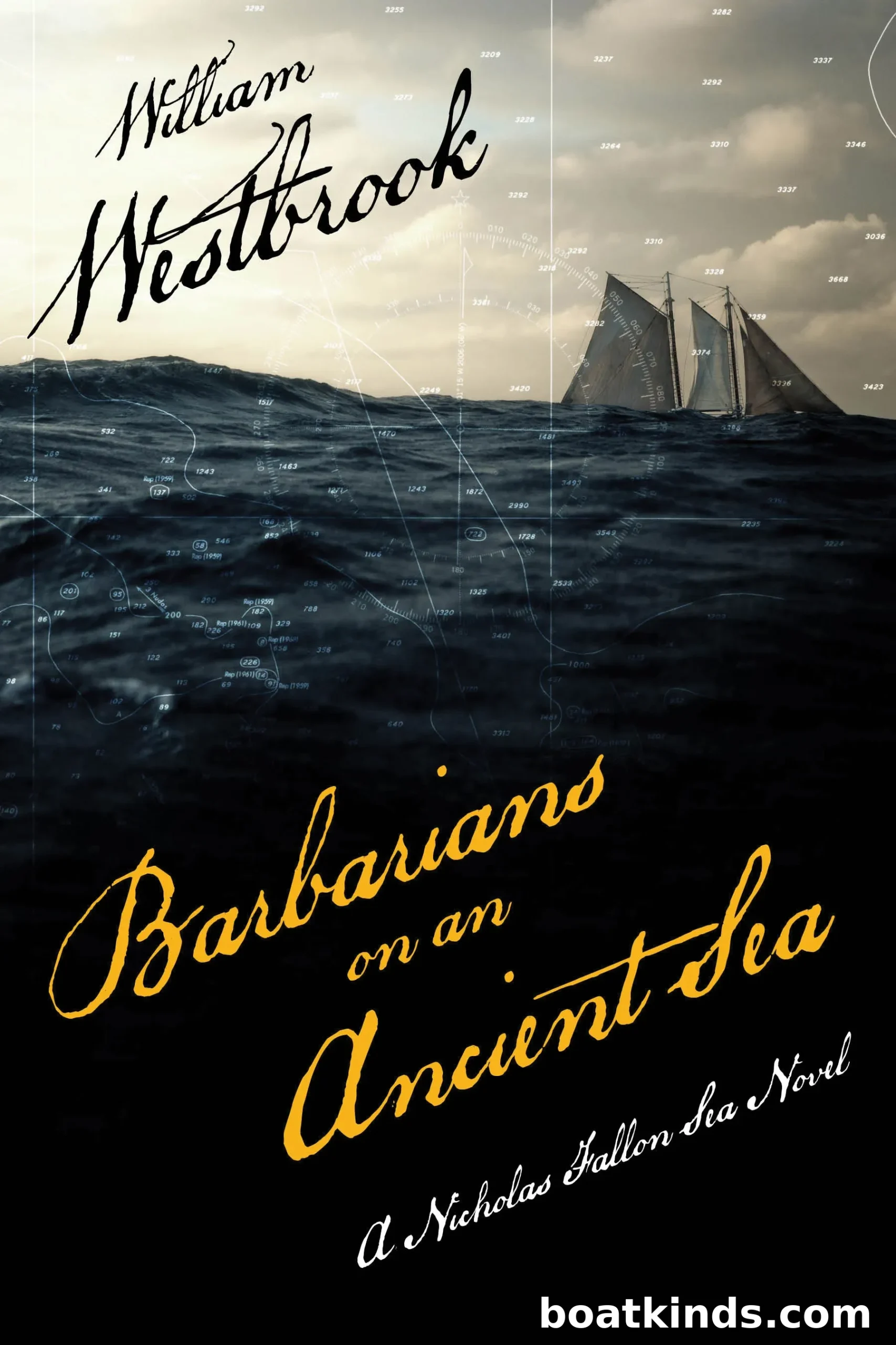 Historic-style ship on rough seas