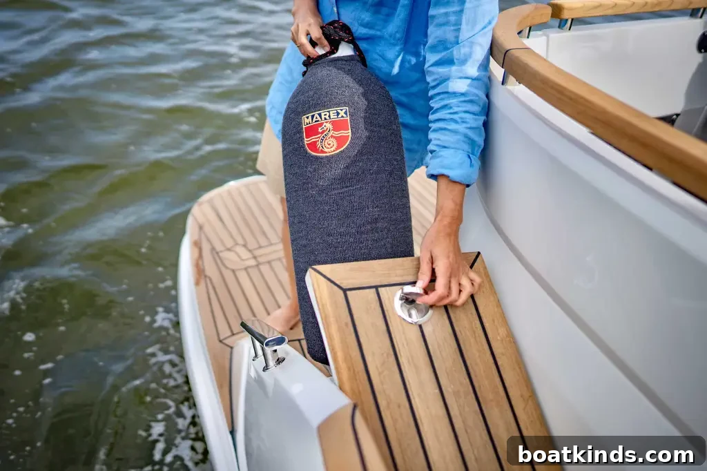 Fender storage on the inside of a boat