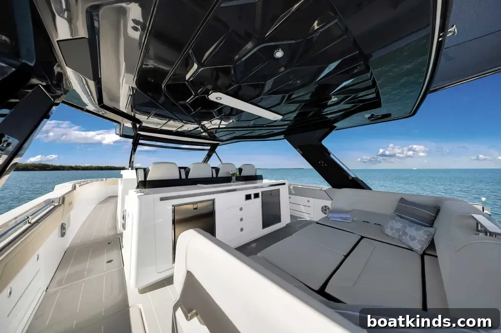 Outside interior of a boat