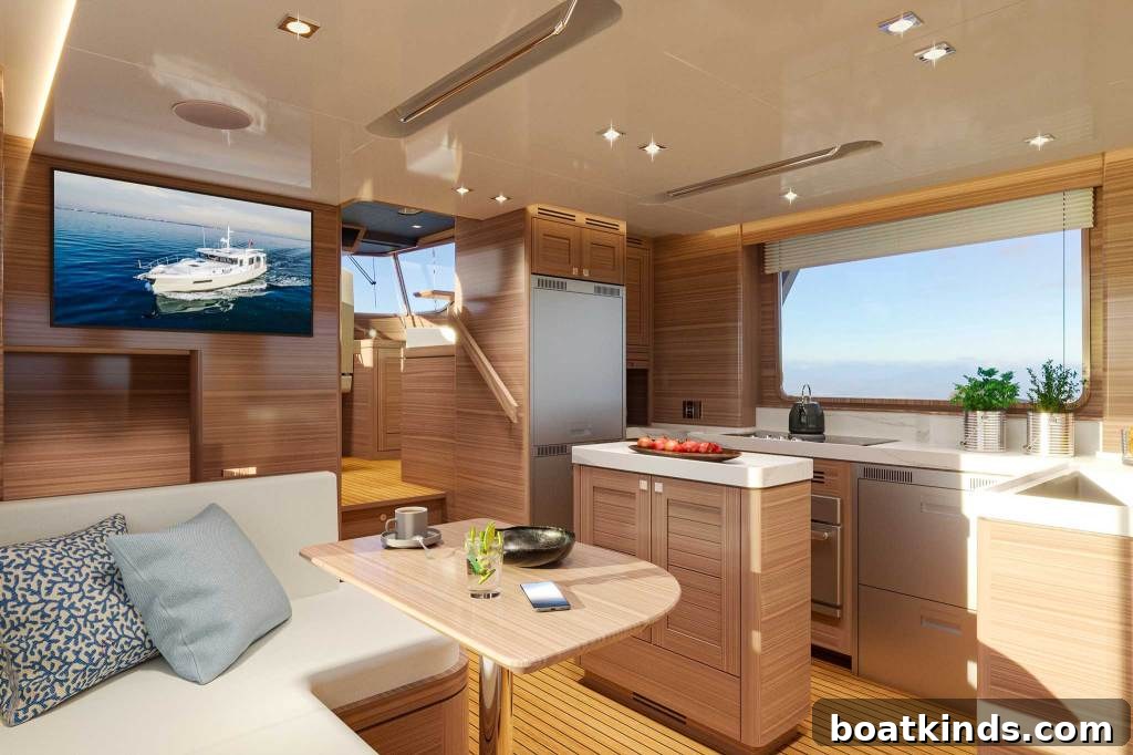 A boats galley and salon