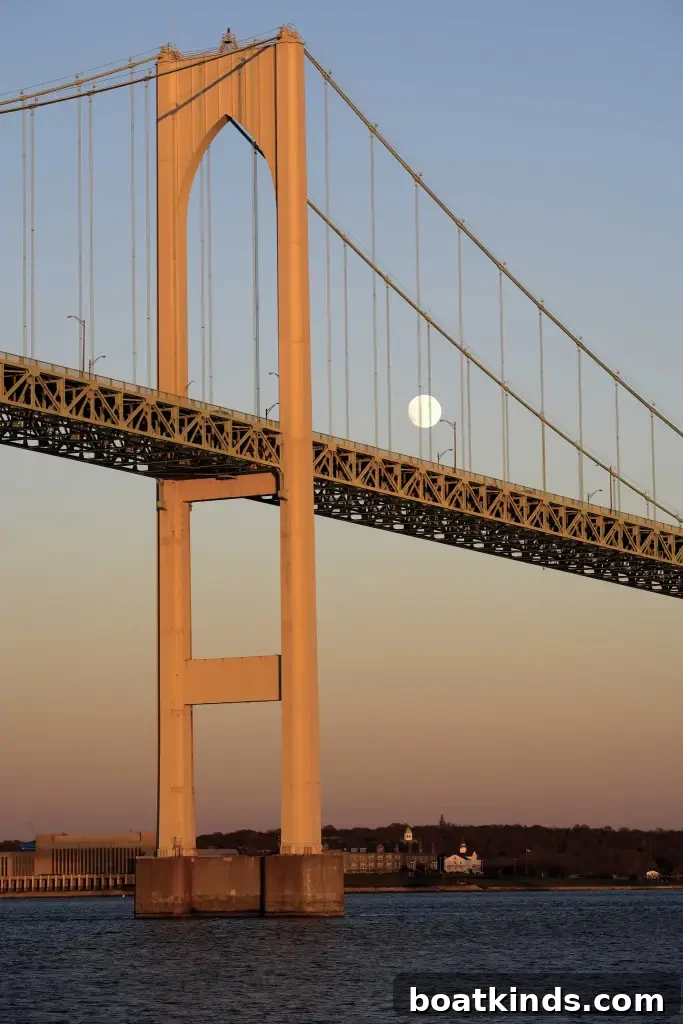 Suspension bridge in the moonlight