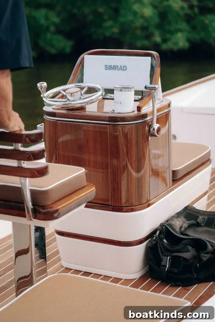 New Tashmoo 18 showing hydrographic teak appearance